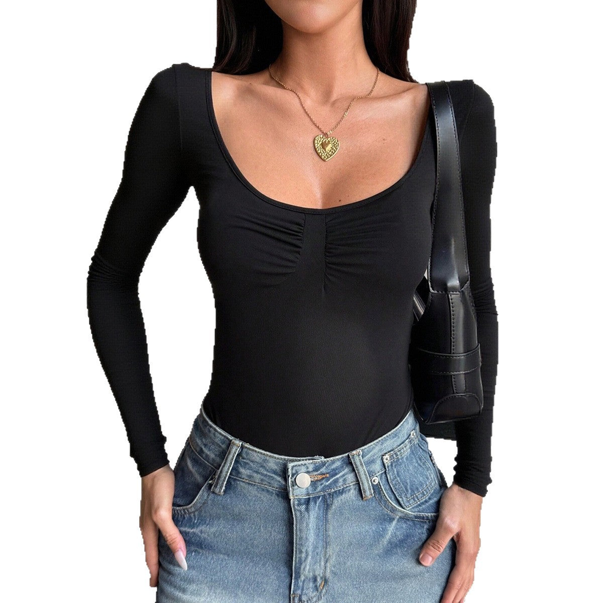 European And American-style Slim-fit Solid-color Women's Tops
