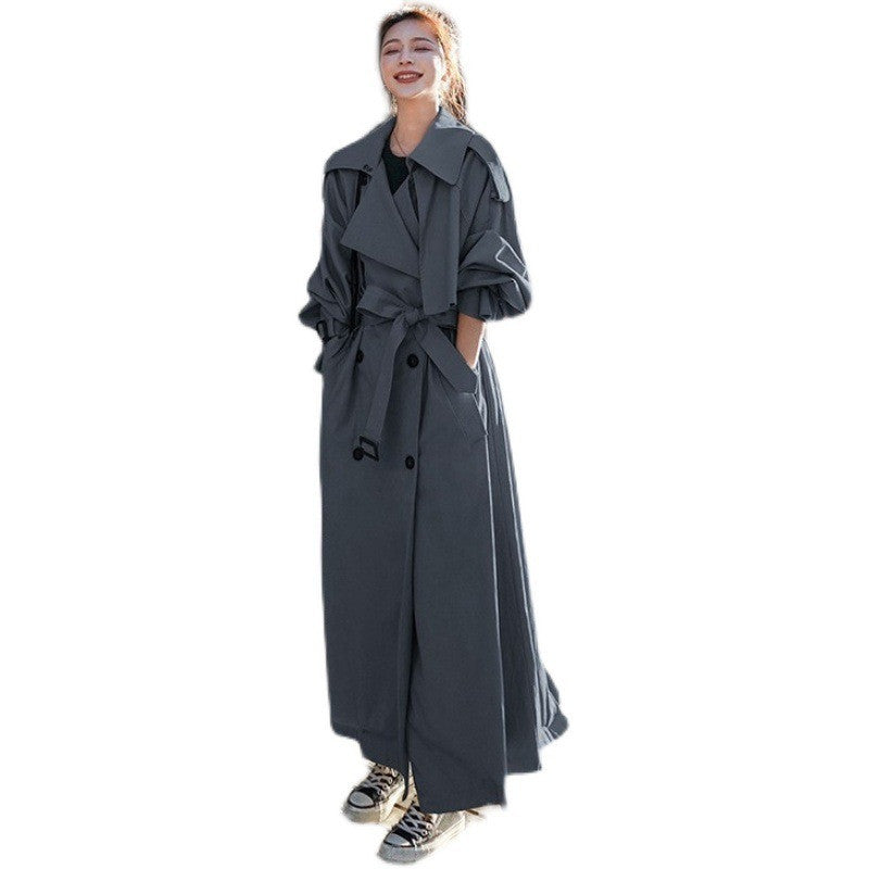 Fashion Long Waist Wrapped Trench Coat