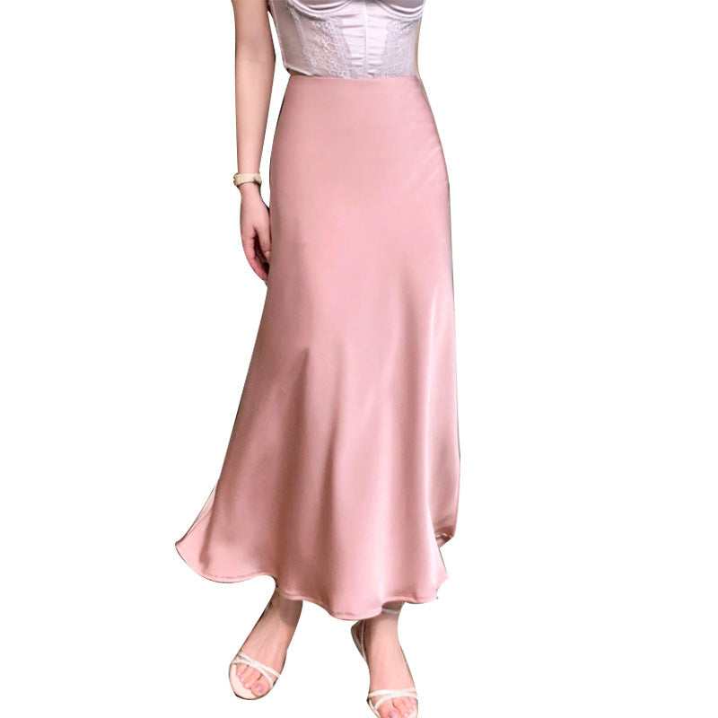 Autumn Winter Elegant Satin Fishtail Pencil Skirt