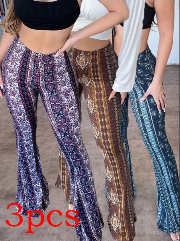 High Elastic Tight Pants Slim Sexy Print Trousers Womens Clothing