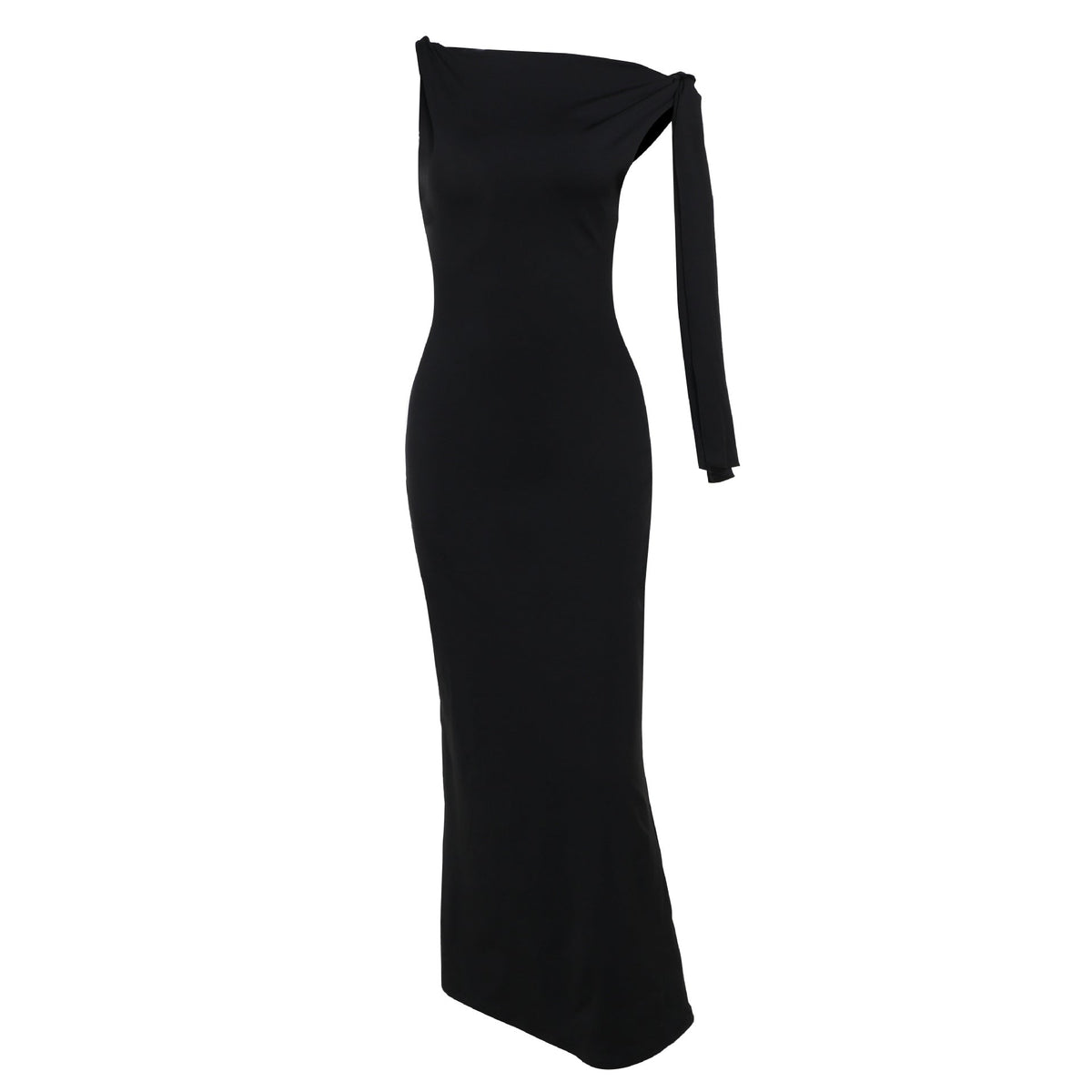 One-shoulder Ribbon Long Dress Ins Fashion Slim Sleeveless Dresses For Evening Party Club Clothing Women