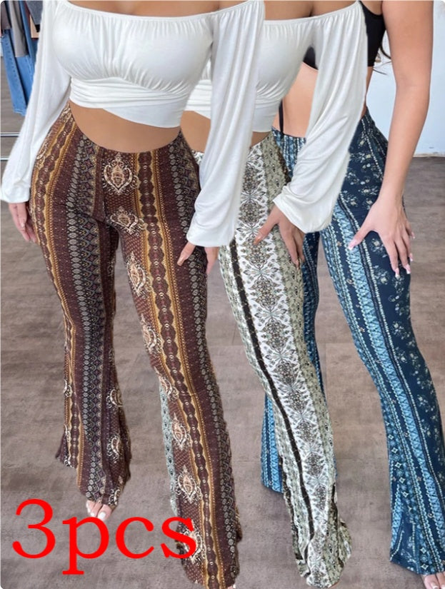 High Elastic Tight Pants Slim Sexy Print Trousers Womens Clothing