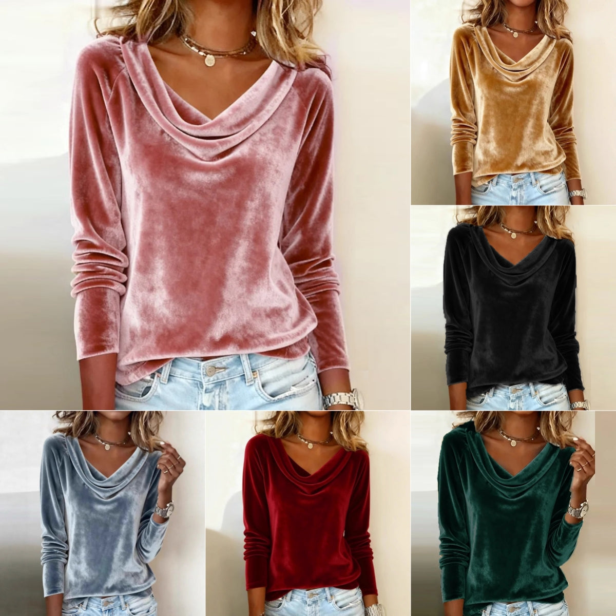 Elegant Velvet Long Sleeve Shirts For Women Fall Spring Solid Color Loose Women Blouses Fashion Pullover Tops Party Clothes