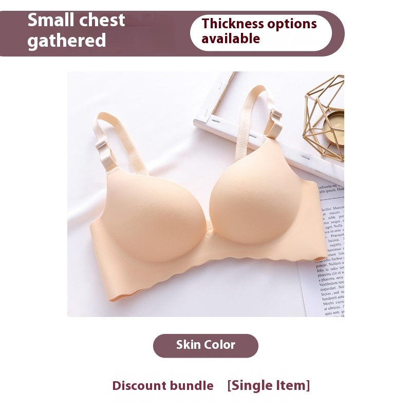 Women's Pure Color All-matching Macarons One Piece Underwear Bra-free