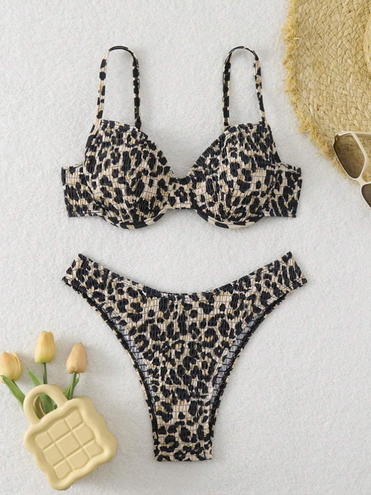 Leopard Point Bikini Swimsuit Female Sexy Tight Backless