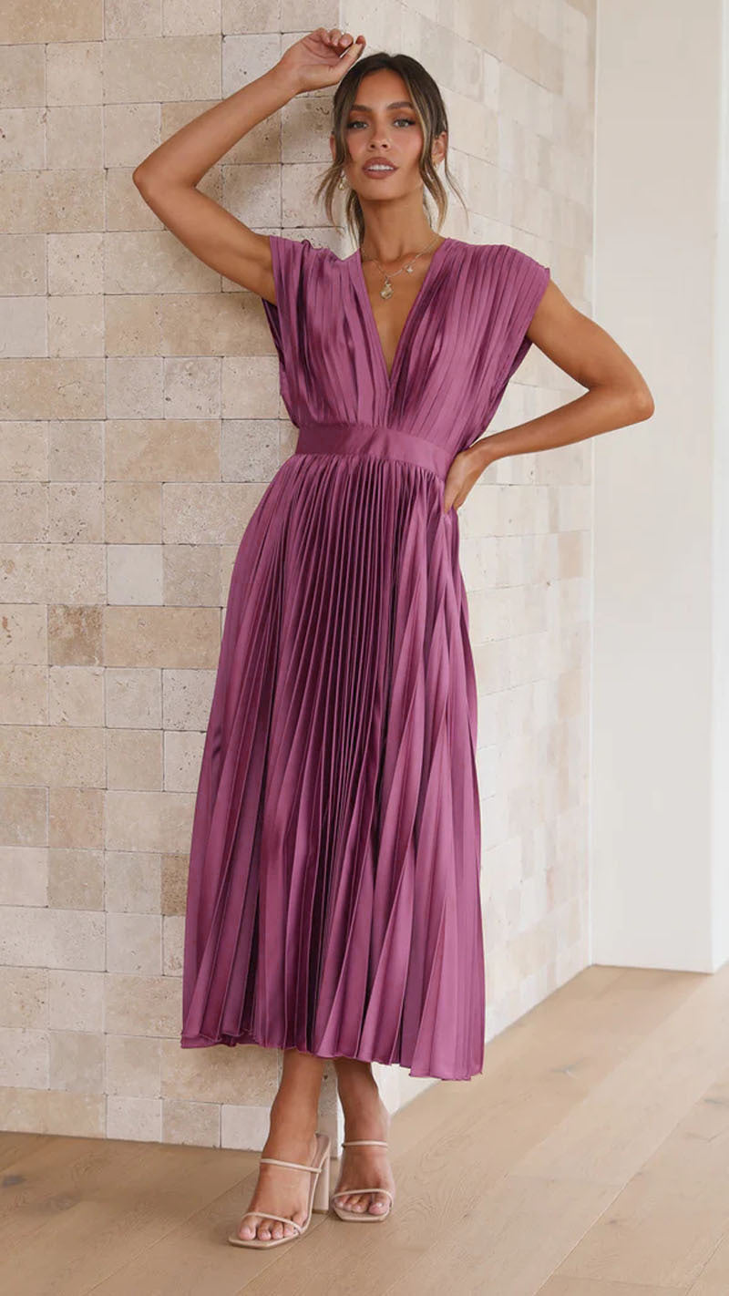 Summer V-neck Pleated Dress INS Fashion Casual Loose Zip Sleeveless Dresses For Women Clothing