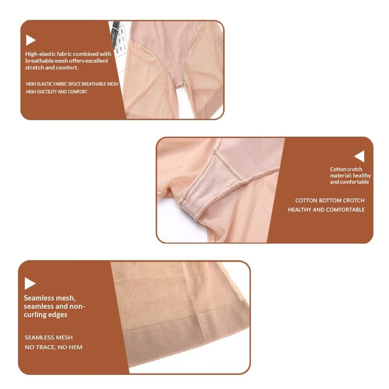 Sheer Mesh Tummy-control Panties Made Of Pure Cotton