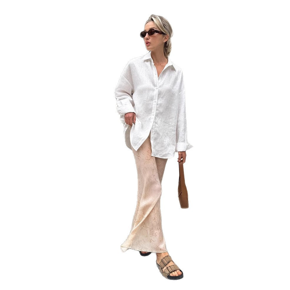 Women's Solid Color Casual Long Sleeves Cardigan Coat Blouse