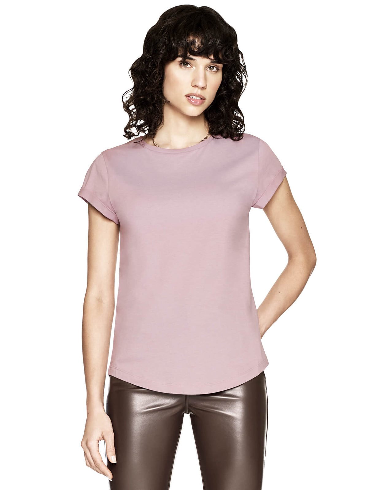 Organic Cotton Rolled Sleeve T-shirt: Womens