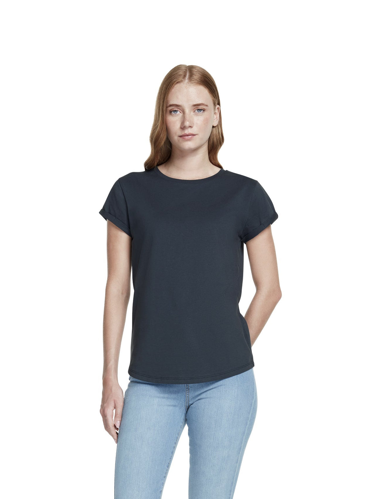 Organic Cotton Rolled Sleeve T-shirt: Womens