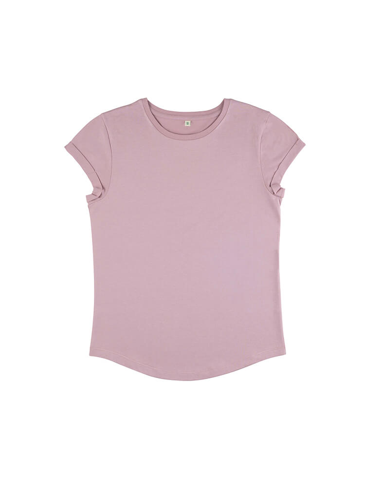 Organic Cotton Rolled Sleeve T-shirt: Womens
