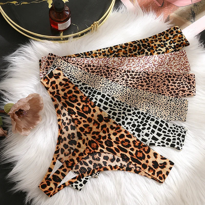 Giczi 3PCS/Set Women's Panties Fashion Leopard Thongs Woman Seamless Underwear Sexy Lingerie Breathable Cozy G-String Hot T-Back