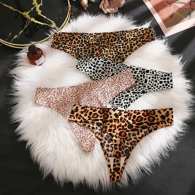 Giczi 3PCS/Set Women's Panties Fashion Leopard Thongs Woman Seamless Underwear Sexy Lingerie Breathable Cozy G-String Hot T-Back