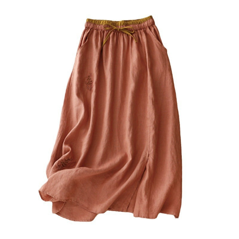 Women's Color-block Skirt With Elastic Waist