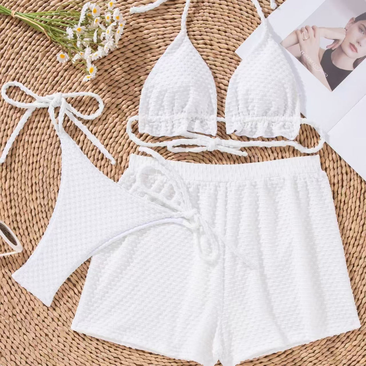 European And American-style Bikini Three-piece Swimsuit For Women